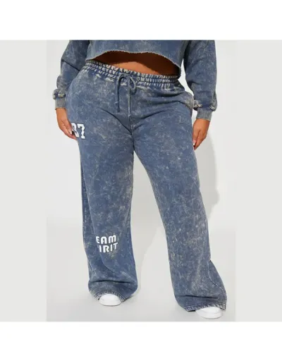 Replica Distressed Lace Up Retro High Elastic Waist Jeans #802884 $43.63 USD for Wholesale