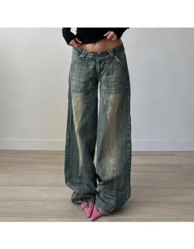 Replica Gradient Patchwork Loose Jeans #802889 $39.13 USD for Wholesale