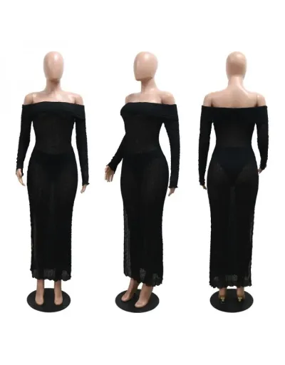 Replica Perspective Off Shoulder Split Hem Maxi Dress #802898 $39.42 USD for Wholesale