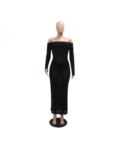 Replica Perspective Off Shoulder Split Hem Maxi Dress #802898 $39.42 USD for Wholesale