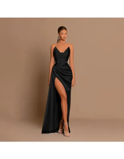 Solid V Neck Backless Sleeveless Split Maxi Dress #802904 $38.27 USD, Wholesale Fashion 