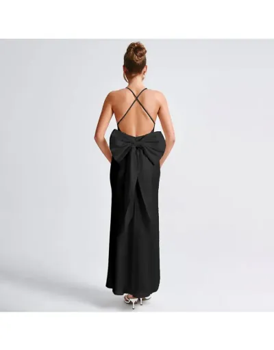 Replica Bow Patchwork Backless Wedding Guest Dresses #802966 $40.25 USD for Wholesale