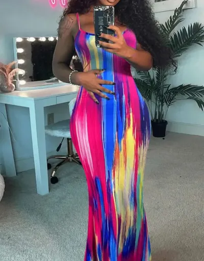 Colorblock Backless Bodycon Slip Maxi Dress #802971 $24.00 USD, Wholesale Fashion 