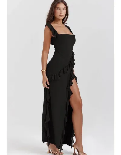 Replica Stringy Selvedge Plain Color Backless Maxi Dresses #802989 $41.94 USD for Wholesale