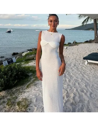 Replica See Through Crewneck Bodycon Sleeveless Maxi Dresses #802992 $44.30 USD for Wholesale