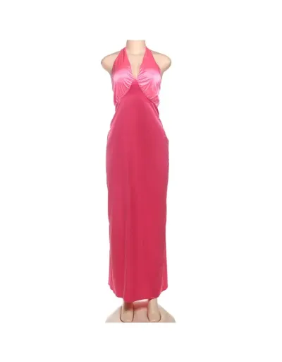 Replica V Neck Halter Backless Lace-Up Maxi Dress #802996 $31.88 USD for Wholesale