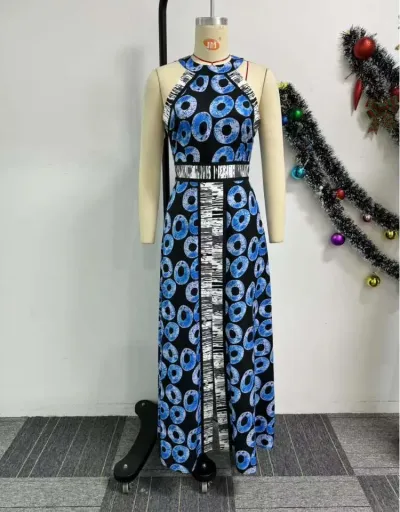 Replica Colorblock Split Hem Sleeveless Maxi Dress #802998 $46.64 USD for Wholesale