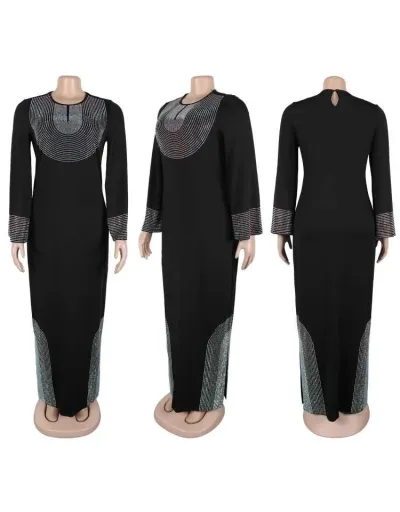 Replica Embellished Side Slit Loose Maxi Dress #803005 $79.32 USD for Wholesale