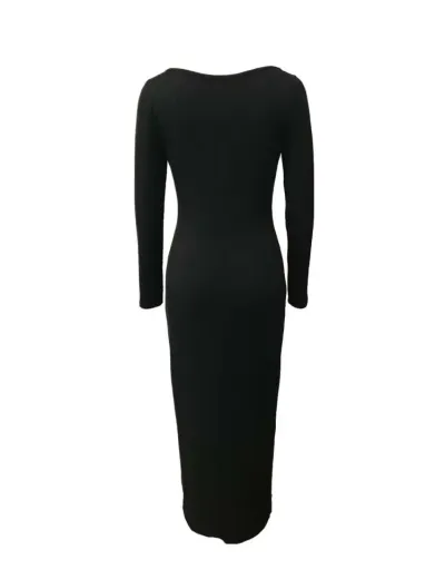 Replica Ribbed Square Neck Long Sleeves Maxi Dress  #803007 $40.66 USD for Wholesale