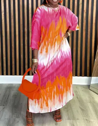 Gradient Tie Dye Long Sleeve Loose Maxi Dress #803023 $44.25 USD, Wholesale Fashion 