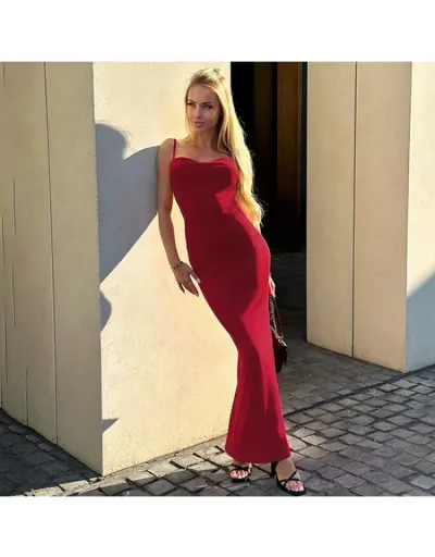 Replica Plain Color Backless Slip Maxi Dress #803027 $20.95 USD for Wholesale