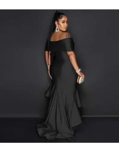 Replica Ruched Off Shoulder Lacework Maxi Dress #803031 $59.58 USD for Wholesale