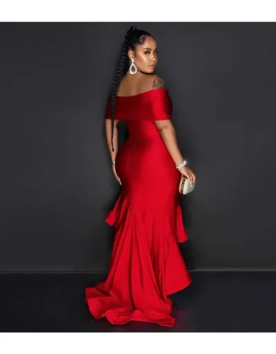 Replica Ruched Off Shoulder Lacework Maxi Dress #803031 $59.58 USD for Wholesale