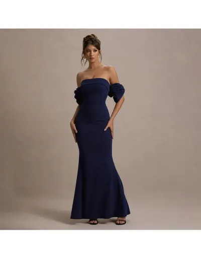 Replica Elegant Bow Off Shoulder Short Sleeve Maxi Dress #803032 $39.07 USD for Wholesale