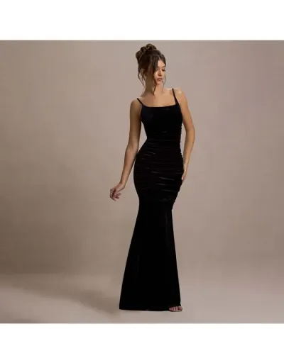 Elegant Solid Ruched Sleeveless Maxi Dress #803033 $39.99 USD, Wholesale Fashion 