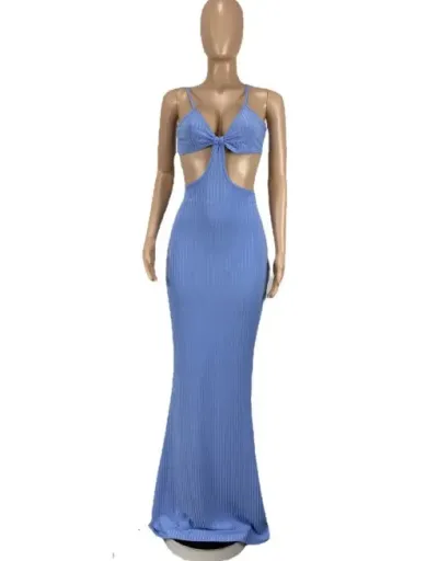 Replica Sexy Cutout Floor Length Summer Maxi Dresses Sleeveless V Neck #803047 $45.02 USD for Wholesale