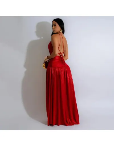 Replica Metallic Ruched Backless Split Hem Dress #803048 $74.51 USD for Wholesale