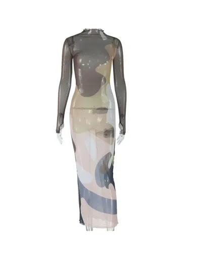 Replica See Through Camouflage Maxi Dress #803054 $27.13 USD for Wholesale