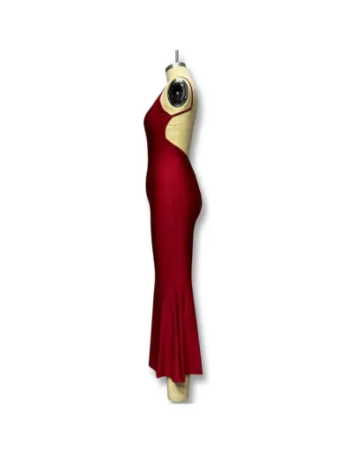 Replica Solid Color High Rise Fitted Sleeveless Dresses #803062 $28.87 USD for Wholesale