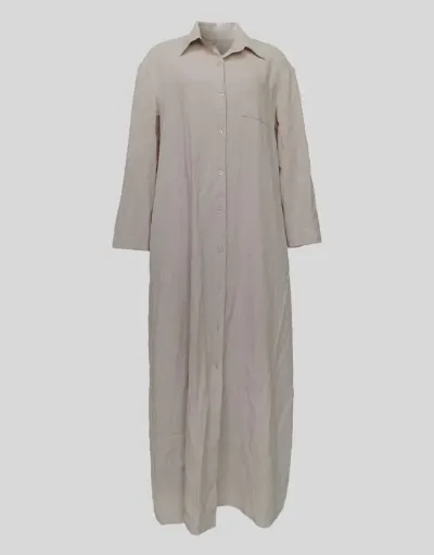 Replica Plain Color Linen Button Up Long Shirt Maxi Dress #803077 $53.07 USD for Wholesale