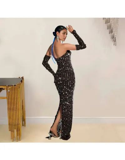 Replica Embellished Strapless Split Hem Maxi Dress #803080 $76.71 USD for Wholesale