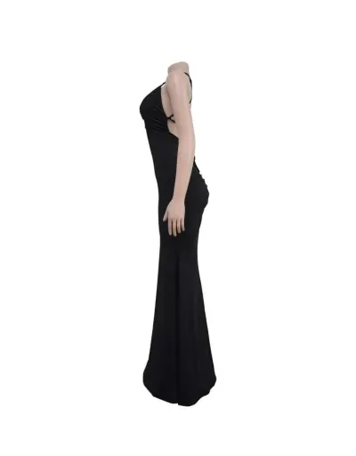 Replica Ruched Halter Backless Lace Up Maxi Dress #803087 $47.71 USD for Wholesale