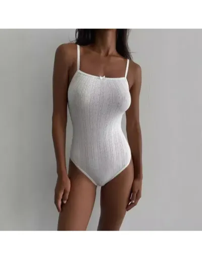 Solid Color Spaghetti Straps Knitting Bodysuits #803100 $22.11 USD, Wholesale Fashion Bodysuits