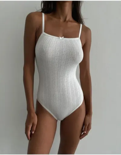 Replica Solid Color Spaghetti Straps Knitting Bodysuits #803100 $22.11 USD for Wholesale