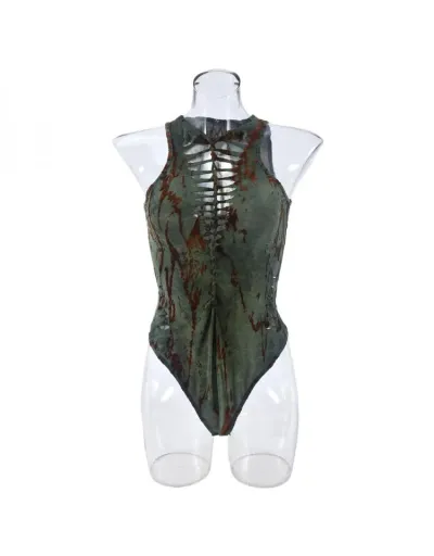 Replica Colorblock Ripped Burn-Out Fitted Bodysuits #803107 $26.44 USD for Wholesale