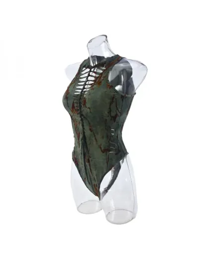 Replica Colorblock Ripped Burn-Out Fitted Bodysuits #803107 $26.44 USD for Wholesale