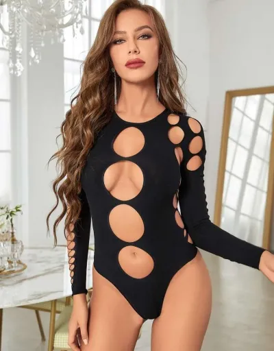 Replica Hollow Out Patchwork Fitted Bodysuits #803144 $20.25 USD for Wholesale