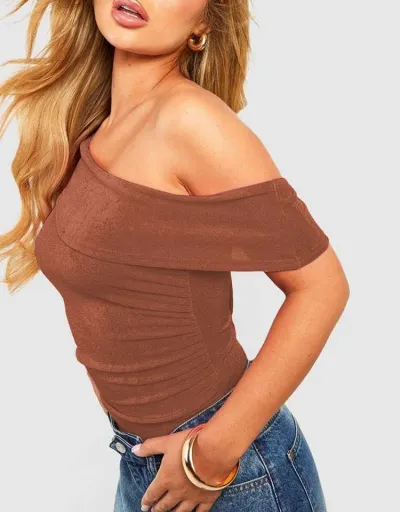 Replica Lapel Off Shoulder Bodycon Bodysuits #803168 $20.07 USD for Wholesale