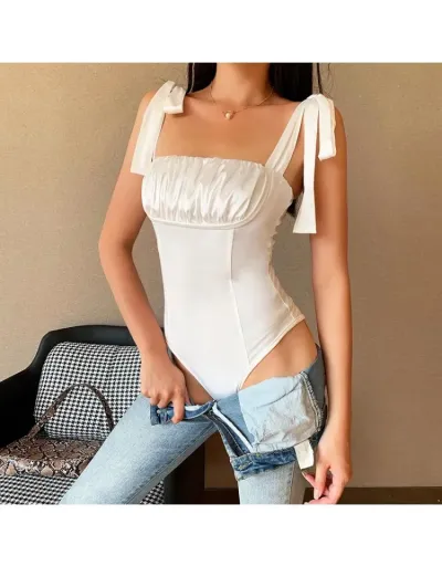 Solid Color Square Neck Fitted Bodysuits #803177 $16.68 USD, Wholesale Fashion Bodysuits