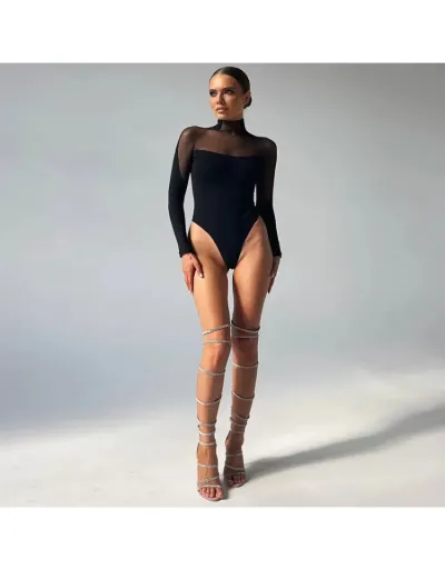 Replica See Through High Rise Slim Bodysuits #803180 $24.23 USD for Wholesale