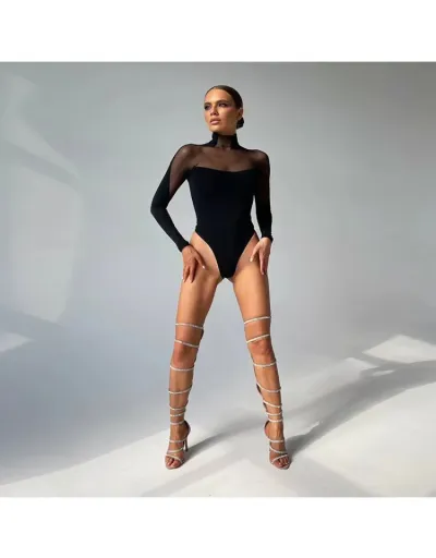 Replica See Through High Rise Slim Bodysuits #803180 $24.23 USD for Wholesale