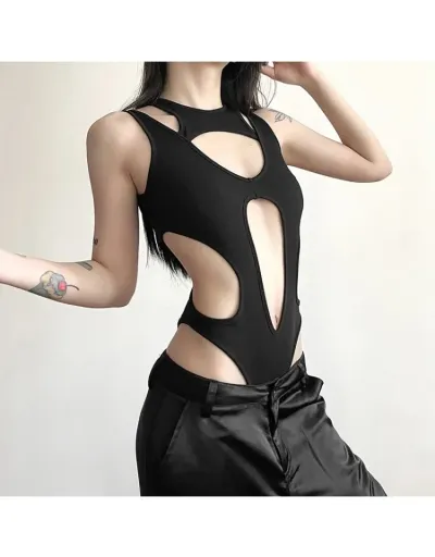 Hollow Out Backless Fitted Bodysuits #803182 $28.70 USD, Wholesale Fashion Bodysuits