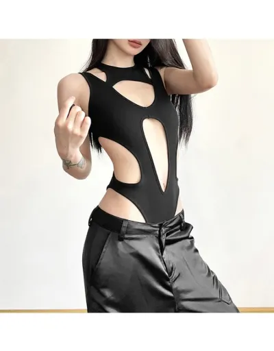 Replica Hollow Out Backless Fitted Bodysuits #803182 $28.70 USD for Wholesale