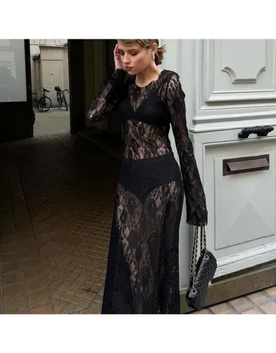 Replica Floral Lace See Through A-line Maxi Dress #803210 $35.28 USD for Wholesale