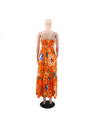 Replica Floral Printed Smocking Slip Maxi Dress #803211 $49.48 USD for Wholesale