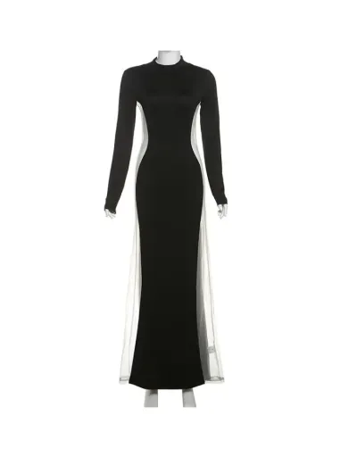 Replica See Through Fitted Long Sleeve Maxi Dress #803213 $32.10 USD for Wholesale