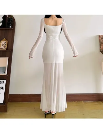 Replica Plain See Through Bodycon Maxi Dress #803218 $36.03 USD for Wholesale