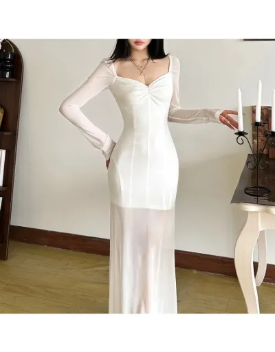 Replica Plain See Through Bodycon Maxi Dress #803218 $36.03 USD for Wholesale