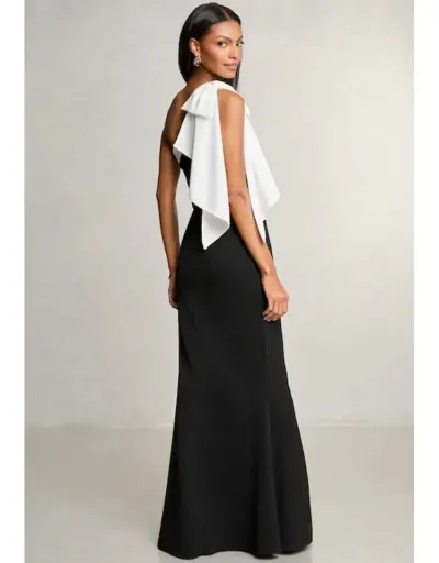 Replica Colorblock Ribbons One-shoulder Maxi Dress #803222 $37.58 USD for Wholesale