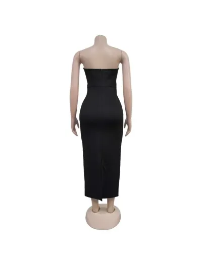 Replica Strapless High Rise Split Hem Maxi Dress #803238 $51.02 USD for Wholesale