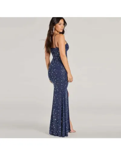 Replica Rhinestones Split Hem Sleeveless Maxi Dress #803245 $61.07 USD for Wholesale