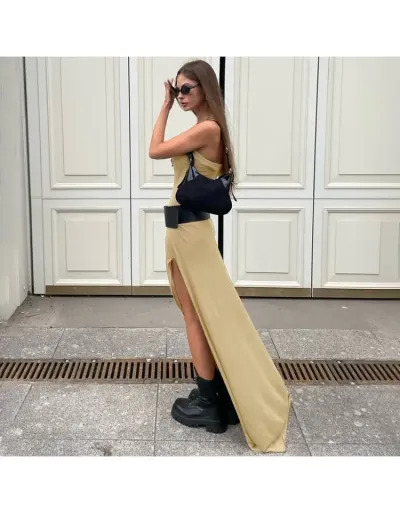 Replica Shiny Fitted Split Hem Strapless Maxi Dress #803289 $39.20 USD for Wholesale