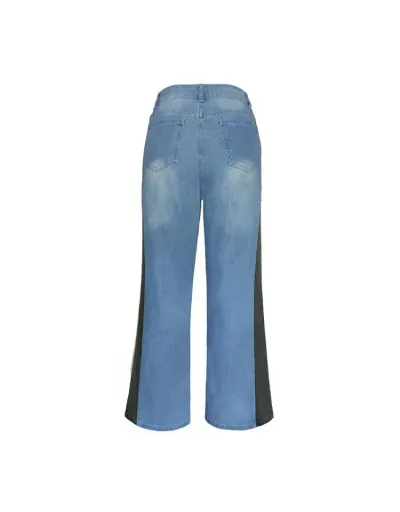 Replica Patchwork Split Hem Wide Leg Jeans #803295 $50.41 USD for Wholesale