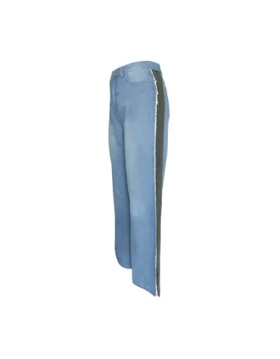 Replica Patchwork Split Hem Wide Leg Jeans #803295 $50.41 USD for Wholesale