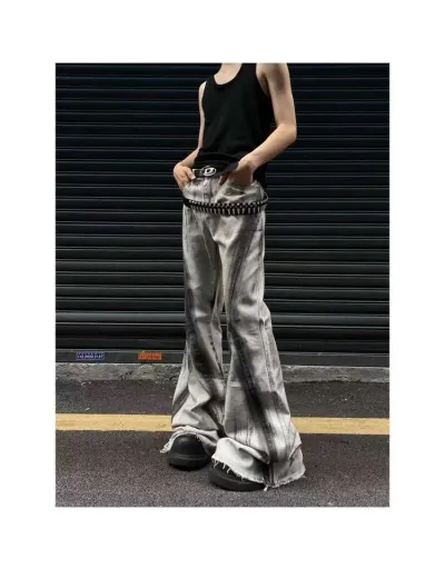 Tie Dye Denim Wide Leg Trailing Jeans #803296 $44.41 USD, Wholesale Fashion Jeans