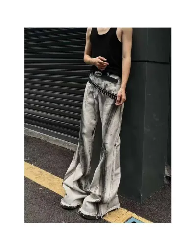 Replica Tie Dye Denim Wide Leg Trailing Jeans #803296 $44.41 USD for Wholesale